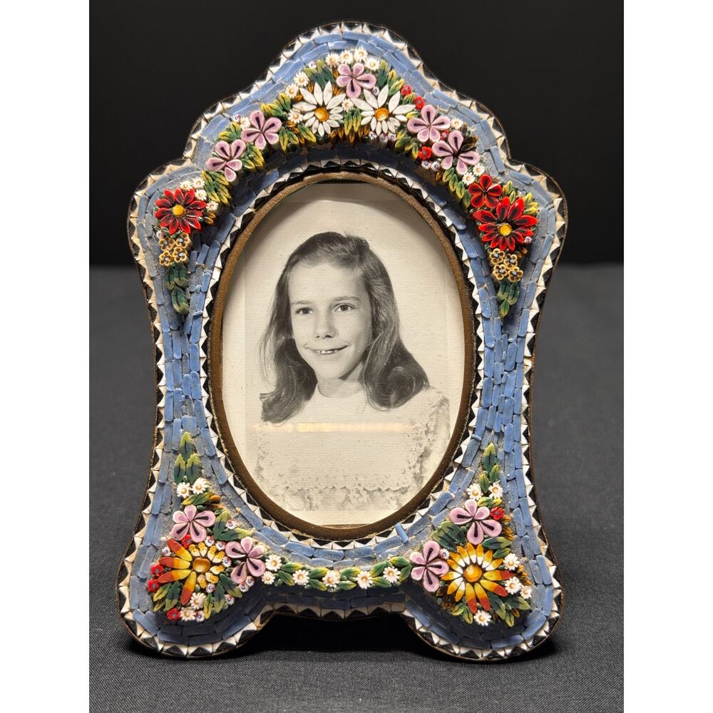 Vintage Italian Millefiori Micro Mosaic Picture Frame – 5" Easel Style